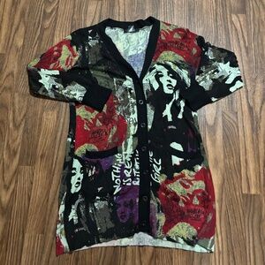 Calessa * Full Front & Back Graphic Button Down Sweater * Woman Large